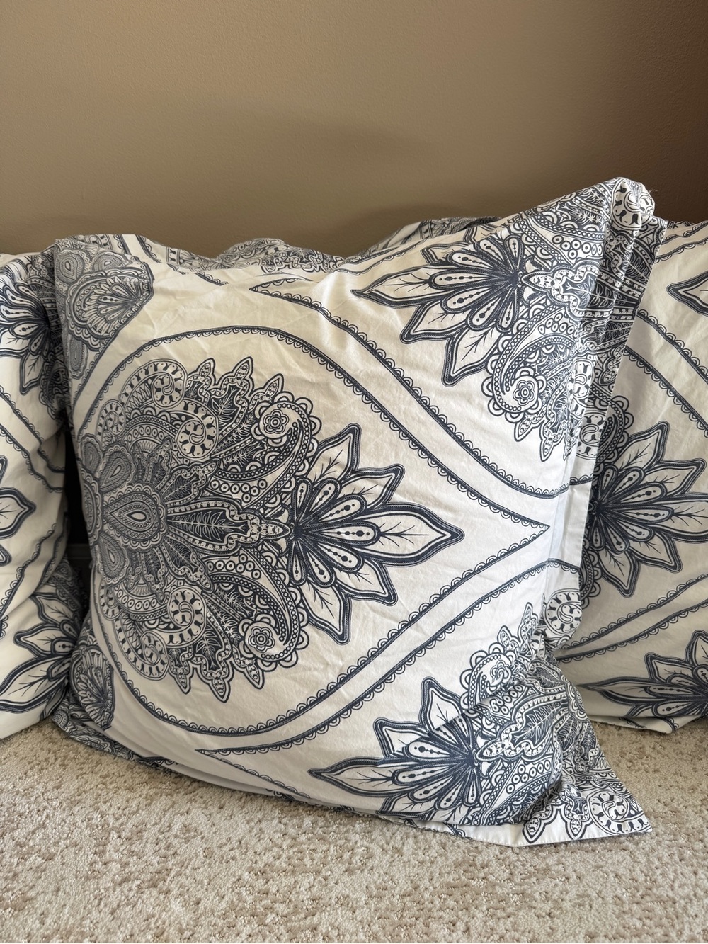 Pottery Barn Paisley Duvet Cover in Cream & Blue Like New